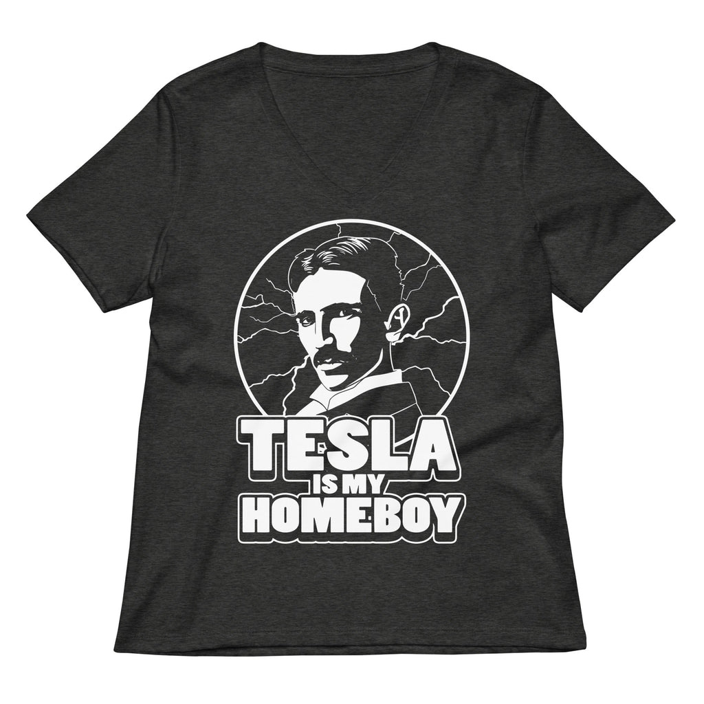 Tesla Is My Homeboy Women's V-Neck Tee product image 3