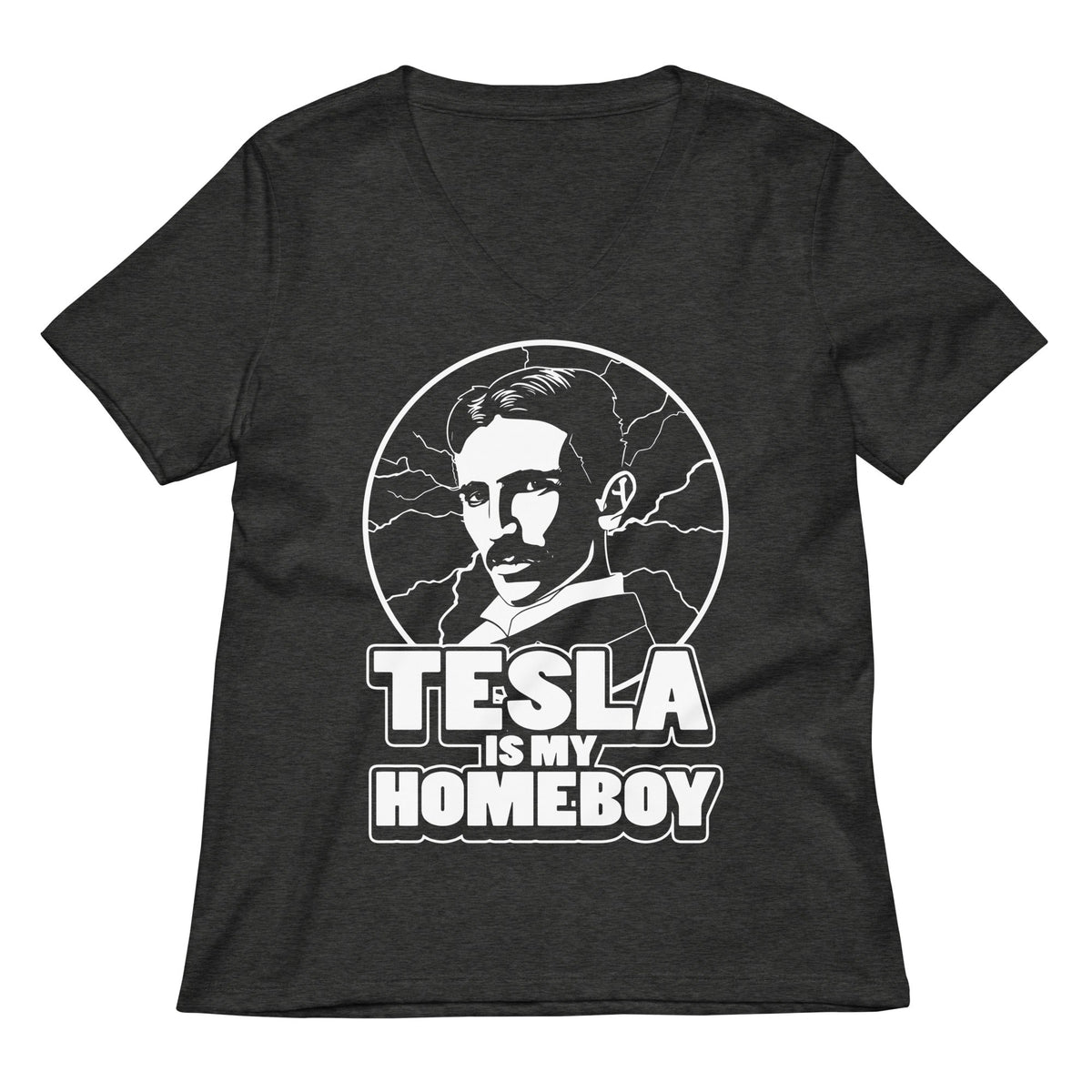 Tesla Is My Homeboy Women's V-Neck Tee product image 3