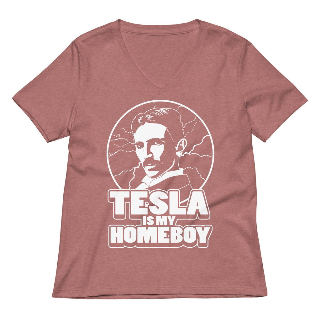 Tesla Is My Homeboy Women's V-Neck Tee product image 5