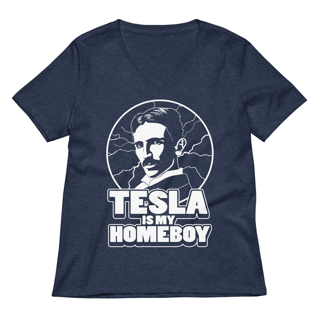 Tesla Is My Homeboy Women's V-Neck Tee product image 2
