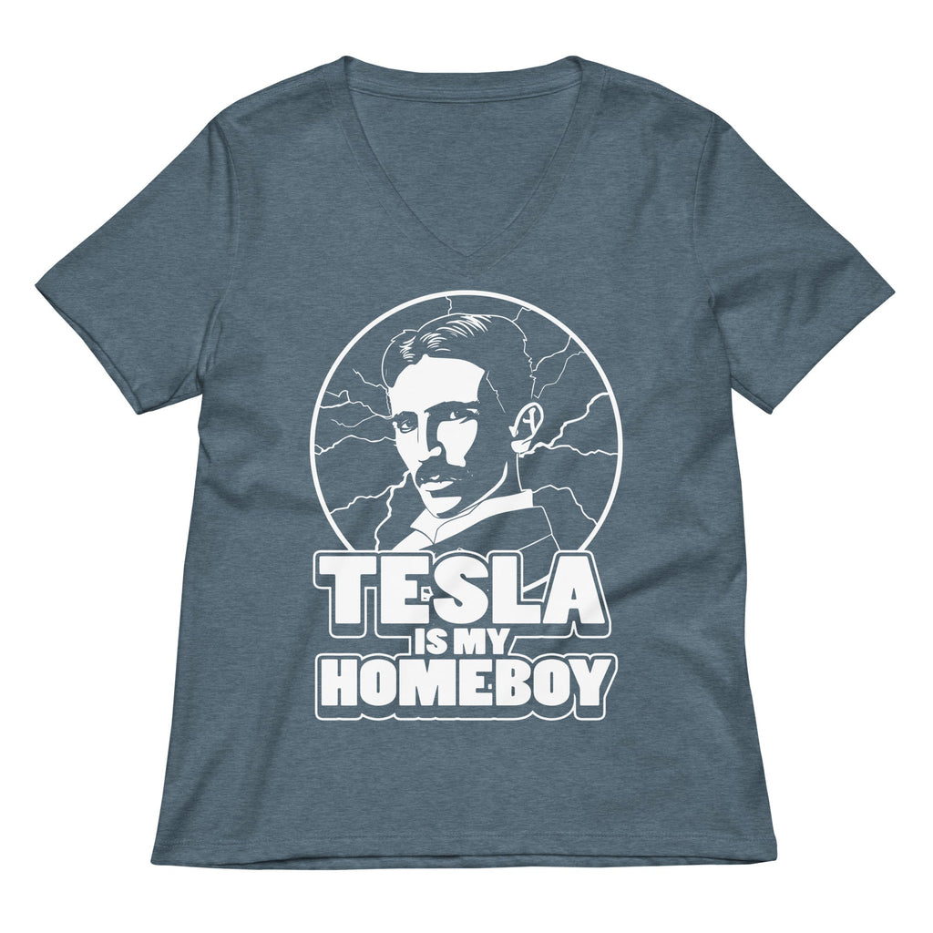 Tesla Is My Homeboy Women's V-Neck Tee product image 4