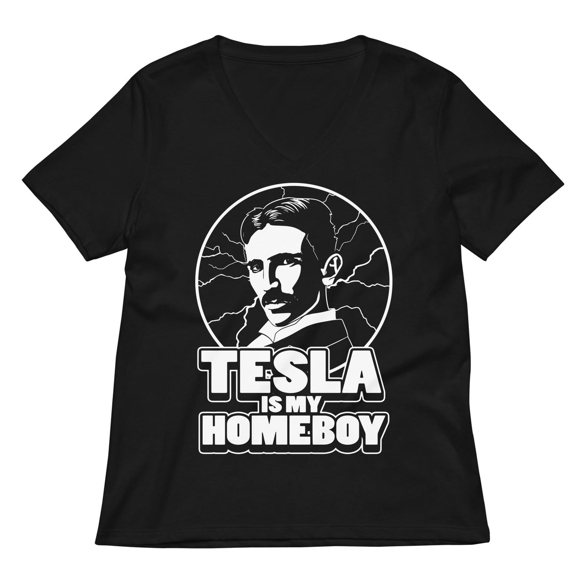Tesla Is My Homeboy Women's V-Neck Tee product image 1